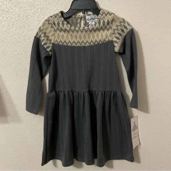 Rare Editions Gray Drop Waist Long Sleeve Rib Knit Dress. 6X and 2T NWT - Picture 3 of 5